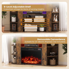 50 Inch TV Stand for 55 Inch TV with RGB Lights Entertainment Center with Adjustable and Removable Shelf-Rustic Brown