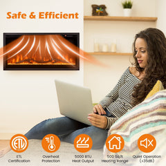 Electric Fireplace in-Wall Recessed with Remote Control and Adjustable Color and Brightness-36 inches