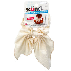 Scunci Crochet Bow Scrunchie (54046WC), White