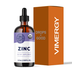 VIMERGY USDA Organic Zinc Supplements for Women & Men (7.5mg Liquid Zinc Per Serving) Fast-Absorbing Immune Support, Promotes Healthy Bones & Skin, Vegan, Up to 57 Servings (115 mL)