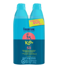 Coppertone Kids Sunscreen Spray SPF 50 Duo Pack, Hypoallergenic Sunscreen for Kids, Water Resistant Face and Body Spray Sunscreen for Children, Octinoxate and Oxybenzone Free, 2 x 222 mL