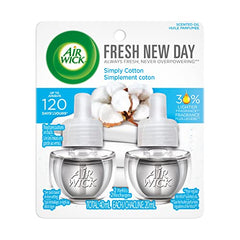 Airwick Plug In Fresh New Day Scented Oil, Simply Cotton, 2 Refills, (2x20mL)