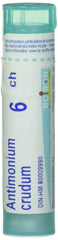 Boiron Antimonium crudum 6ch,Homeopathic medicine. Each tube contains 4 g (approximately 80 pellets)