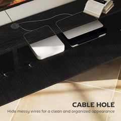 71" Floating TV Stand for TVs up to 72 Inch, Wall Mount Media Console with 2 Fluted Flip-Down Doors, Cable Hole, Black