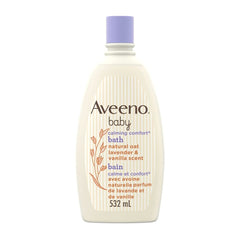 Aveeno Baby Calming Comfort Bath Baby Body Wash for gently cleanses baby’s skin & helps calm baby before bedtime natural oat Lavender & Vanilla Scents, 532 mL