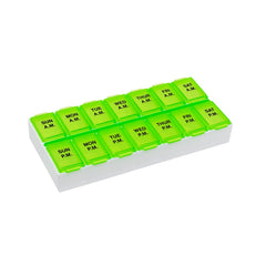 Ezy Dose Weekly (7-Day) AM/PM Pill Organizer, Vitamin Case, and Medicine Box, Medium Compartments, 2 Times a Day, Green