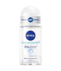 NIVEA Natural Comfort Aluminum Free Roll-On Deodorant, 0% aluminum, No Drying Alcohol, women’s roll-on deodorant, 48H odour protection, Gentle on skin, Dermatologically tested, 50 ml