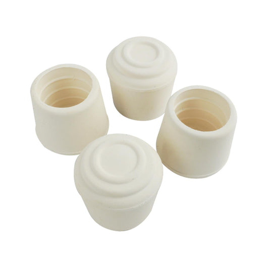 SoftTouch 1" Round Slip-On Rubber Folding Metal Chair Leg Tip Replacement - Protect Surfaces & Dampen Noise, White (4 Pack)