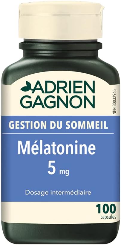 Adrien Gagnon - Melatonin 5 mg, for Faster and Deeper Sleep, 100 Capsules