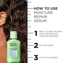 Garnier Fructis Hair Filler + Hyaluronic Acid Moisture Repair Sulfate-Free Serum, for Curly and Wavy Hair, up to 15X More Moisture & 100 Hours of Frizz Control, 111ml
