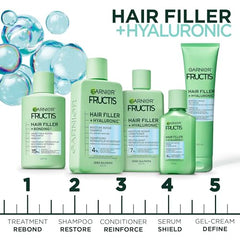 Garnier Fructis Hair Filler + Hyaluronic Acid Moisture Repair Sulfate-Free Shampoo, for Curly and Wavy Hair, up to 15X More Moisture & 100 Hours of Frizz Control, 300ml