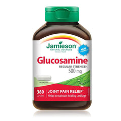 Jamieson Glucosamine 500 mg, Provides Joint Pain Relief, Osteoarthritis Support, and Cartilage Deterioration Protection. Non-GMO, Gluten-Free, 360 Capsules, Proudly Canadian