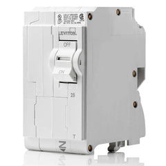 Leviton 2-Pole Plug-On Standard Branch Circuit Breaker, 25 Amp, Thermal Magnetic, 120/240 VAC, LB225-T, White