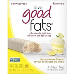 Love Good Fats Bars – Lemon Mousse – Keto-Friendly Protein Bar with Natural Ingredients – Low Sugar, Low Carb, Non GMO, Gluten & Soy Free Snacks for Ketogenic Diets – (4 Count)