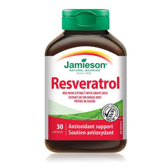 Jamieson Resveratrol, Grape Seed, Trans-Resveratrol, Potent Antioxidant, and Supports Cardiovascular Health. Non-GMO, Gluten-Free, 30 Vegetarian Capsules, Proudly Canadian