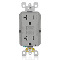 Leviton GFCI Receptacle, 20 Amp Tamper-Resistant, GFTR2-GY, Grey