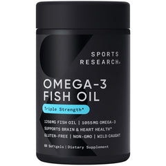 Sports Research Omega-3 Fish Oil, Triple Strength, 60 Softgels