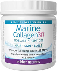 Webber Naturals Collagen30 Marine Bioelastin Peptides Powder, 2,100 mg of Collactive Marine Collagen Peptide Complex Per Serving, 63g, Helps Reduce Deep Wrinkles and Joint Pain