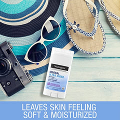 Neutrogena Mineral Ultra Sheer Dry-Touch Sunscreen Stick SPF 50 with Zinc Oxide & Moisturizing Vitamin E – Broad Spectrum Face & Body Protection, Water Resistant 80 Min, No White Residue – 42g