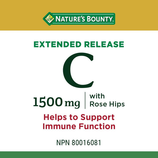 NATURE'S BOUNTY Vitamin C With Rose Hips, 1500 mg, Extended Release, Helps Maintain Immune Function, Coated Tablets, 192.7 g