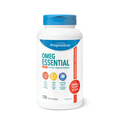 Progressive OmegEssential Forte Fish Oil Supplement - 1600 mg EPA + 800 mg DHA, Orange flavour, 120 softgels | All natural, cold water, wild caught