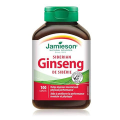 Jamieson Siberian Ginseng, Supports Recovery, Helps Enhance Physical Performance, and Improves Mental Performance. Adaptogen, Non-GMO, Gluten-Free, 100 Vegetarian Caplets, Proudly Canadian