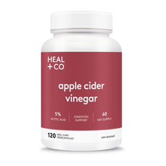 HEAL + CO. Apple Cider Vinegar – High Potency 5:1 Extract with 5,000 mg per Serving – Supports Digestion & Mineral Absorption – 120 Vegan Capsules