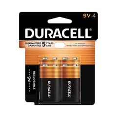 Duracell Coppertop 9V Battery, 4 Count (Pack of 1), Long-lasting All-Purpose Alkaline 9V Batteries for Household and Office Devices