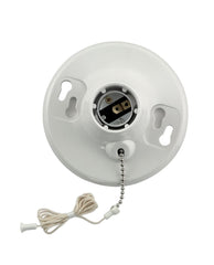 Leviton One-Piece Urea Outlet Box Mount, Incandescent Lampholder, Pull Chain, 08827-CW1, White