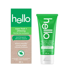 Hello Vegan Fluoride-Free Toothpaste, Moisturizing Hemp Seed Oil + Coconut Oil, Super Fresh Family Farmed Spearmint, Naturally Whitening Toothpaste, Helps Remove Plaque , 82ml