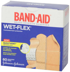 Band-Aid Water Resistant Wet-Flex Adhesive Bandages, Assorted Sizes Value Pack, Small, Regular, Large, 60 Bandages