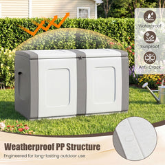 53 Gallon Patio Container with Lockable Lid, for Packages and Garden-Gray