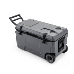 53 Quart Portable Rolling Cooler with Fish Ruler for Outdoor-Gray