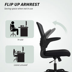 Ergonomic Mesh Office Chair with 4D Lumbar Support, Swivel Desk Chair with Flip-up Armrests, Tilt Function, Black
