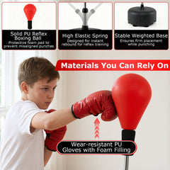 54.5 inches-62 inches Height Adjustable FPunching Bag with Stand for Teens and Adults-Red