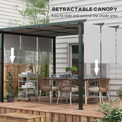 10' x 10' Metal Pergola, Outdoor Pergola with Retractable Canopy, for Garden, Patio, Backyard, Deck, Charcoal Grey