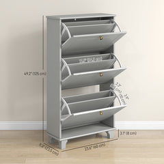 Narrow Shoe Storage with 3 Flip Drawers and Adjustable Shelves, Shoe Cabinet Organizer for 12 Pairs of Shoes, Black