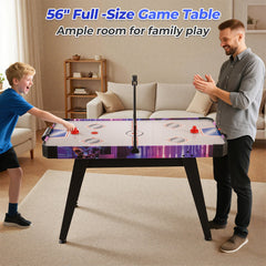 56 Inch Air Hockey Table with LED Digital Scoreboard and Powerful 12V Motor-White