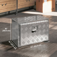 24 Inch Underbody Truck Tool Box, Heavy Duty Aluminum Tool Box, Storage Toolbox Chest Organizer with Lock and Keys