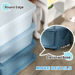 3 Tier Kids Toy Organizer and Storage Bins with 6 Plastic Drawers, Blue
