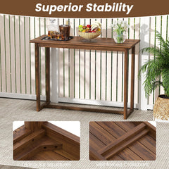 59 Inch Outdoor Bar Table with Slatted Top