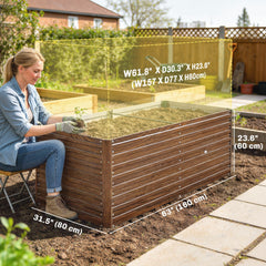 5' x 3' x 2' Raised Garden Bed, Galvanized Planter Box for Growing Flowers, Herbs and Vegetables, Black