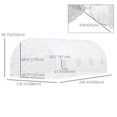 20x10x7ft Heavy Duty Tunnel Walk-in Greenhouse Outdoor Backyard Seed Plant Vegetables Grow Warm House White
