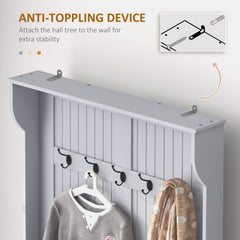 3-In-1 Hall Tree w/ Coat Rack, Shoe Storage and Bench Seat, Entryway Bench w/ 4 Hooks for Hallway, Living Room, White