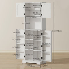 71.5" Tall Pantry Cabinet, Farmhouse Kitchen Storage Cabinet with Adjustable Shelves, 8 Door Spice Racks, Black