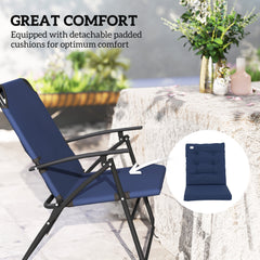 Set of 2 Outdoor Folding Chairs with Adjustable Backrest, Padded Camping Chairs for Outdoor Events, Grey