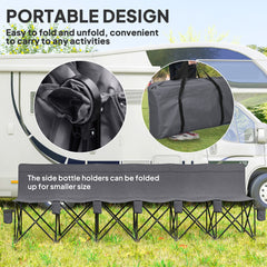 6 Seat Folding Camping Chair with Cup Holder and Carrying Case for Camping, Picnic, Sport Events, Black