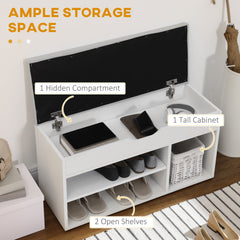 Shoe Bench Entryway Storage Rack with Padded Cushion, Hidden Storage for Hallway, Living Room, Natural
