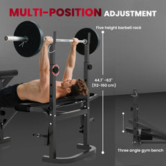Adjustable Weight Bench with Bench Press Rack, Preacher Curl Bench, Leg Extension and Lat Pull Down