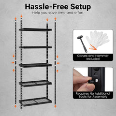 5-Tier Heavy-Duty Metal Shelving Unit with Adjustable Wire Rack Set of 4